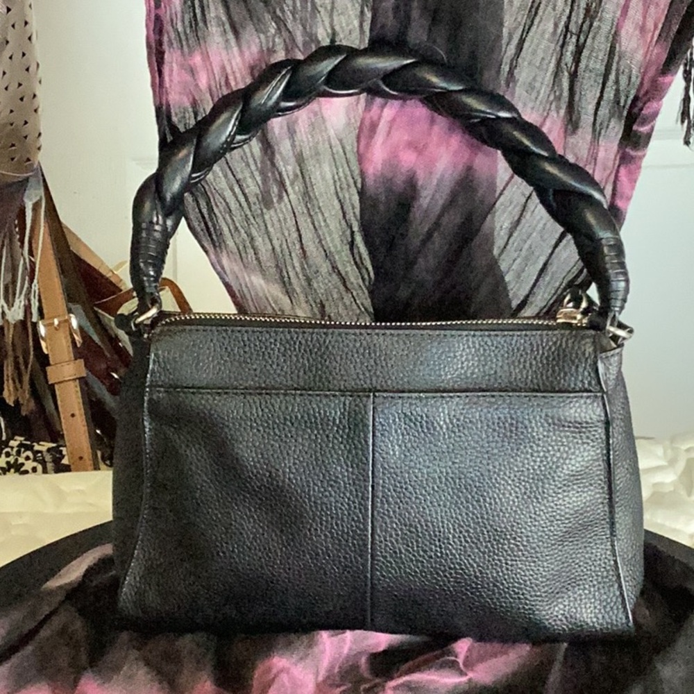 Vince Camuto small pebbled leather handbag with a braided strap and small tassel - Picture 2 of 10